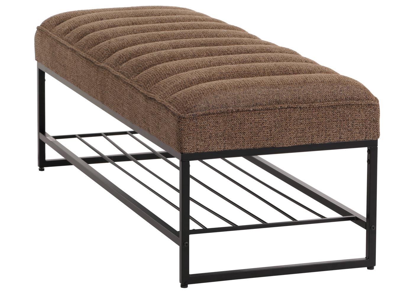 Cosmo Casa - Bank met Schoenenrek - Gestoffeerd - Garderobebank - Chenille Stof - Metaal - 130cm - Koffie