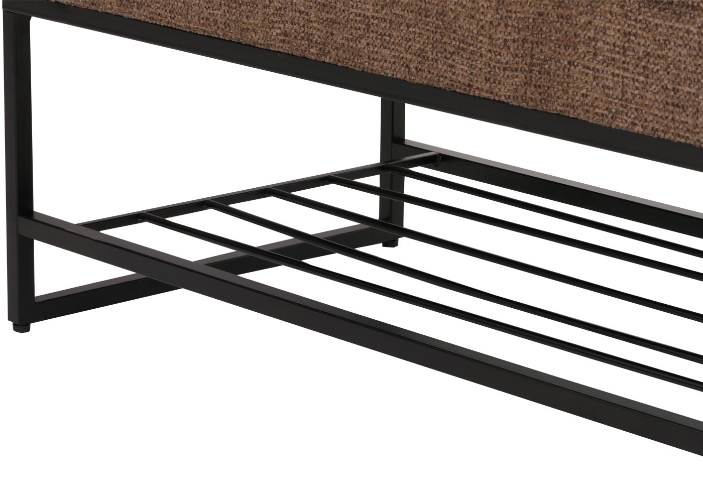 Cosmo Casa - Bank met Schoenenrek - Gestoffeerd - Garderobebank - Chenille Stof - Metaal - 130cm - Koffie