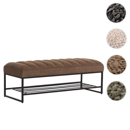Cosmo Casa - Bank met Schoenenrek - Gestoffeerd - Garderobebank - Chenille Stof - Metaal - 130cm - Koffie
