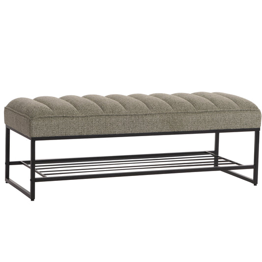 Cosmo Casa - Bank met Schoenenrek - Gestoffeerd - Garderobebank - Chenille Stof - Metaal - 130cm - Groen