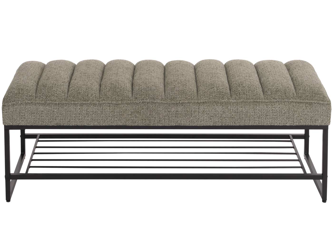 Cosmo Casa - Bank met Schoenenrek - Gestoffeerd - Garderobebank - Chenille Stof - Metaal - 130cm - Groen