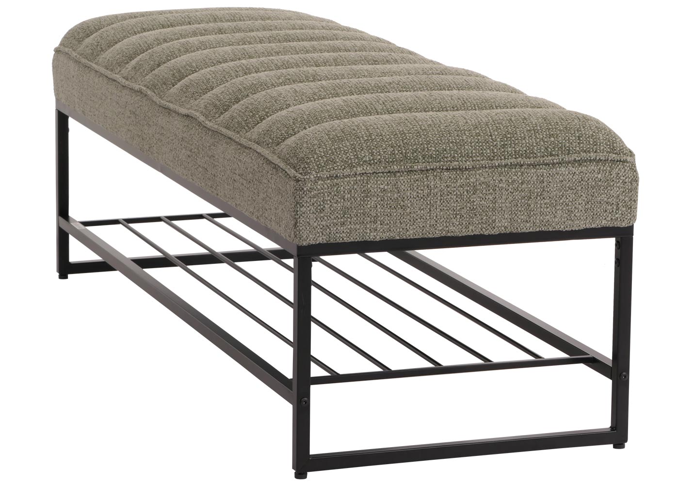 Cosmo Casa - Bank met Schoenenrek - Gestoffeerd - Garderobebank - Chenille Stof - Metaal - 130cm - Groen