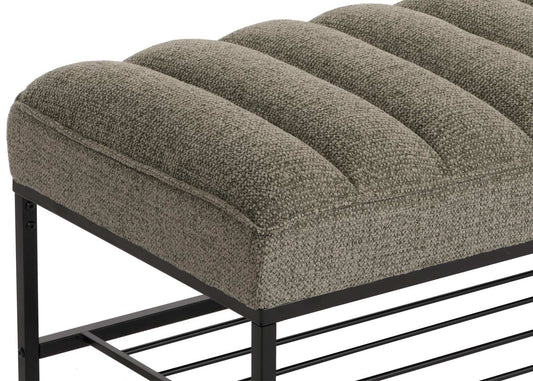 Cosmo Casa - Bank met Schoenenrek - Gestoffeerd - Garderobebank - Chenille Stof - Metaal - 130cm - Groen