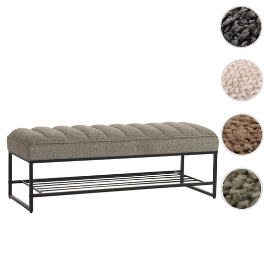 Cosmo Casa - Bank met Schoenenrek - Gestoffeerd - Garderobebank - Chenille Stof - Metaal - 130cm - Groen
