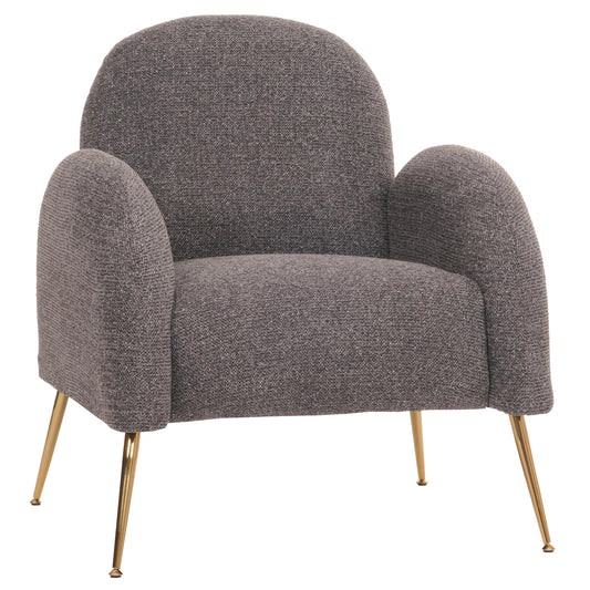 Cosmo Casa - Loungestoel - Cocktailstoel - Retro Nosag Vering - Chenille Stof - Donkergrijs