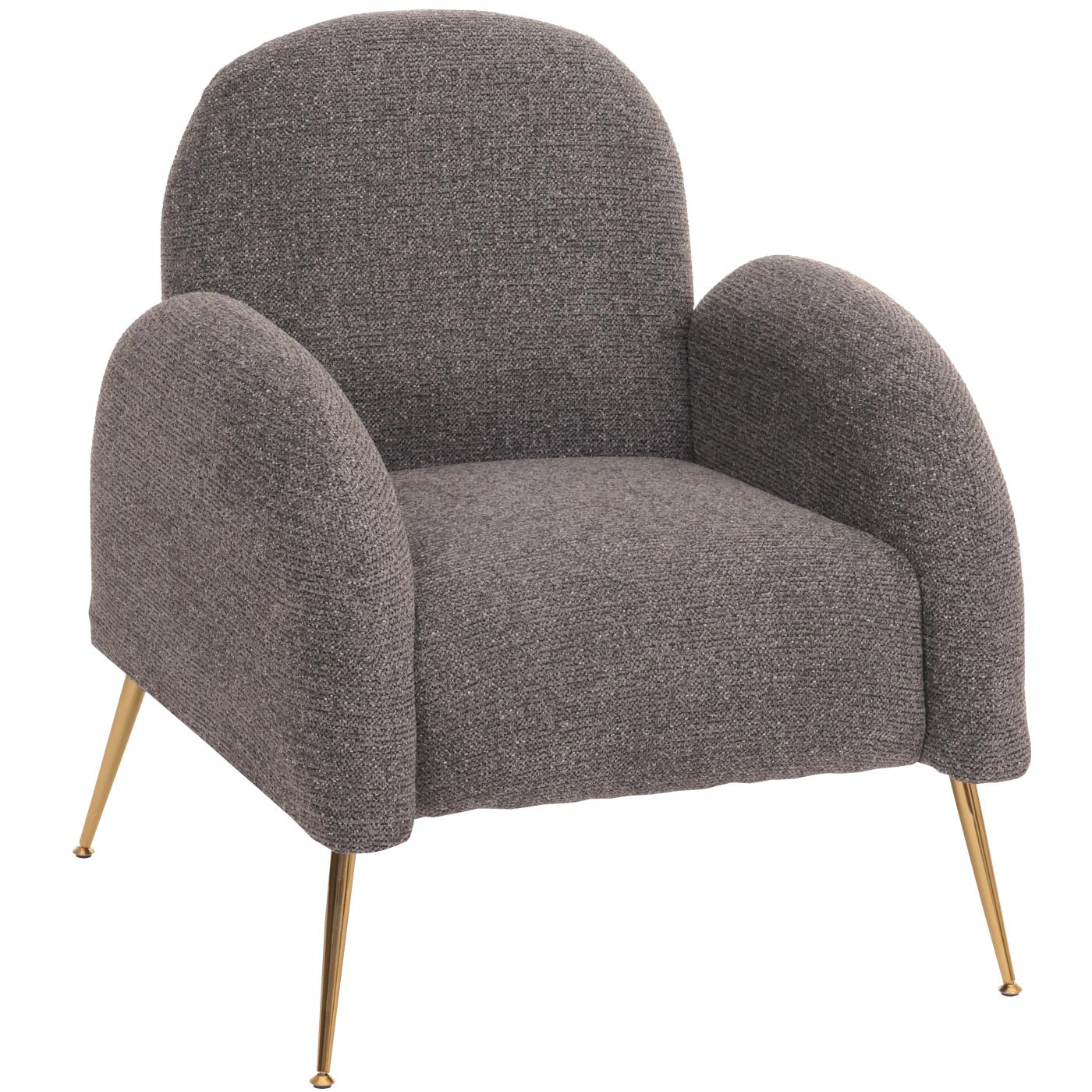 Cosmo Casa - Loungestoel - Cocktailstoel - Retro Nosag Vering - Chenille Stof - Donkergrijs