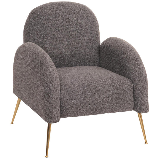 Cosmo Casa - Loungestoel - Cocktailstoel - Retro Nosag Vering - Chenille Stof - Donkergrijs