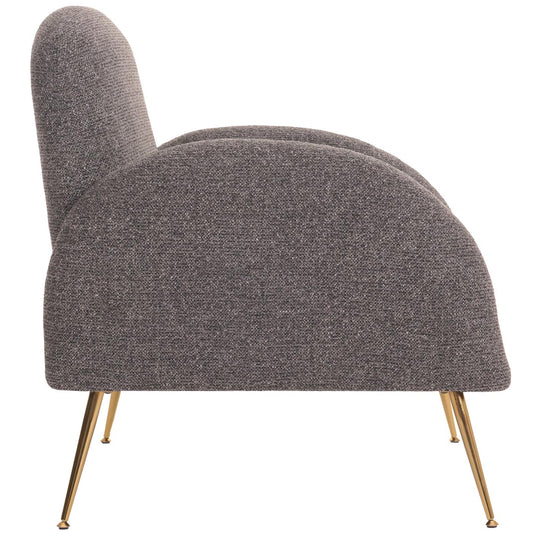 Cosmo Casa - Loungestoel - Cocktailstoel - Retro Nosag Vering - Chenille Stof - Donkergrijs