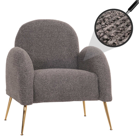 Cosmo Casa - Loungestoel - Cocktailstoel - Retro Nosag Vering - Chenille Stof - Donkergrijs