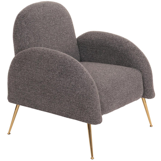 Cosmo Casa - Loungestoel - Cocktailstoel - Retro Nosag Vering - Chenille Stof - Donkergrijs