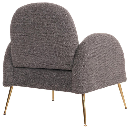 Cosmo Casa - Loungestoel - Cocktailstoel - Retro Nosag Vering - Chenille Stof - Donkergrijs