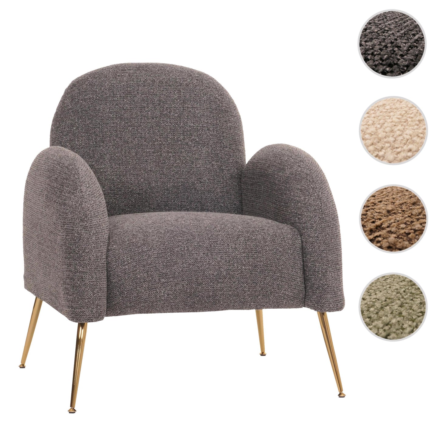 Cosmo Casa - Loungestoel - Cocktailstoel - Retro Nosag Vering - Chenille Stof - Donkergrijs