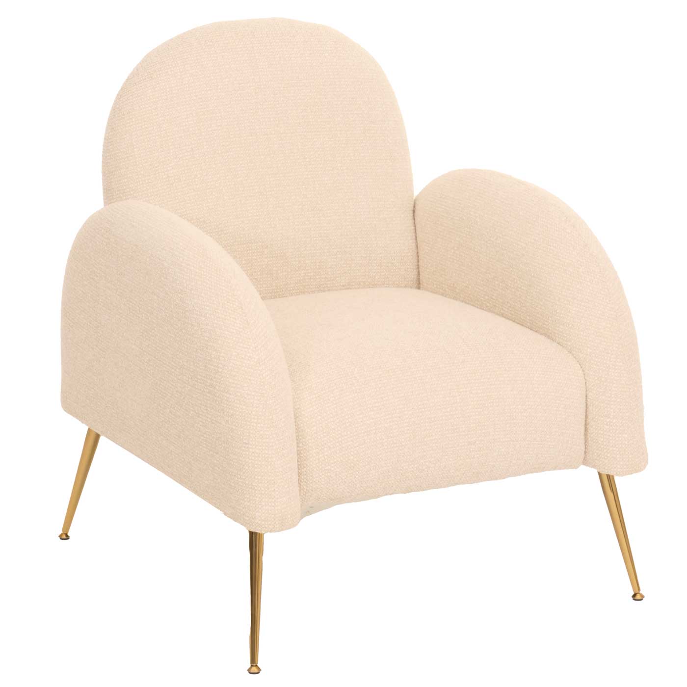 Cosmo Casa - Loungestoel - Cocktailstoel - Retro Nosag Ophanging - Chenille Stof - Crèmewit