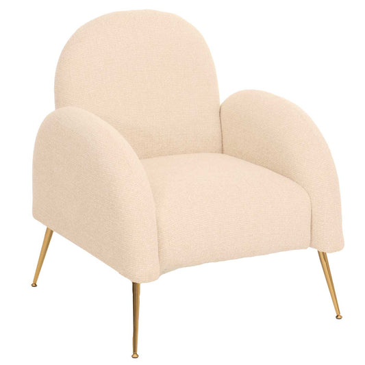 Cosmo Casa - Loungestoel - Cocktailstoel - Retro Nosag Ophanging - Chenille Stof - Crèmewit