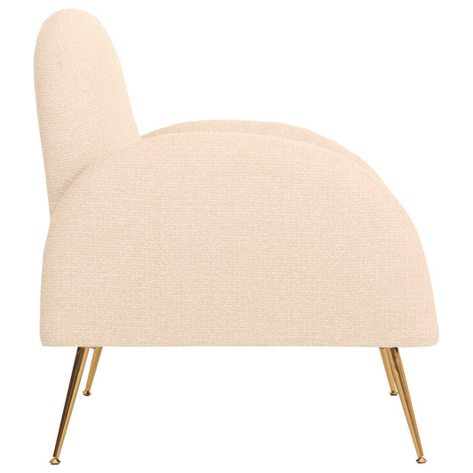 Cosmo Casa - Loungestoel - Cocktailstoel - Retro Nosag Ophanging - Chenille Stof - Crèmewit