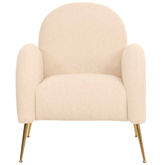 Cosmo Casa - Loungestoel - Cocktailstoel - Retro Nosag Ophanging - Chenille Stof - Crèmewit