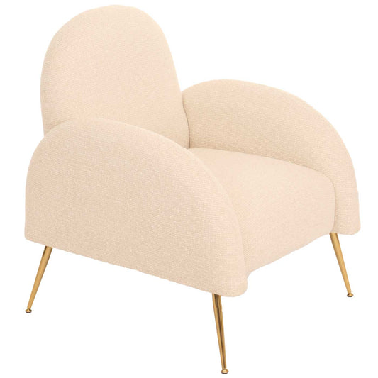 Cosmo Casa - Loungestoel - Cocktailstoel - Retro Nosag Ophanging - Chenille Stof - Crèmewit