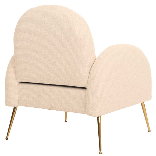 Cosmo Casa - Loungestoel - Cocktailstoel - Retro Nosag Ophanging - Chenille Stof - Crèmewit