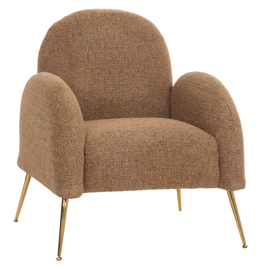 Cosmo Casa - Loungestoel - Cocktailstoel - Retro Nosag Ophanging - Chenille Stof - Koffie