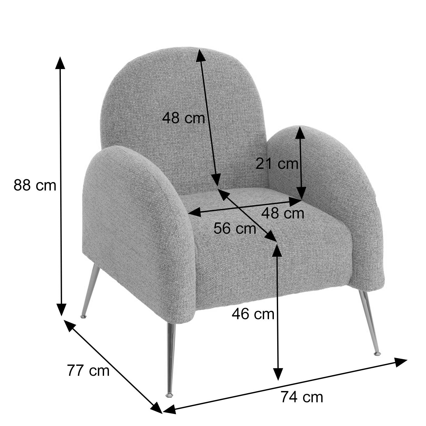 Cosmo Casa - Loungestoel - Cocktailstoel - Retro Nosag Ophanging - Chenille Stof - Koffie