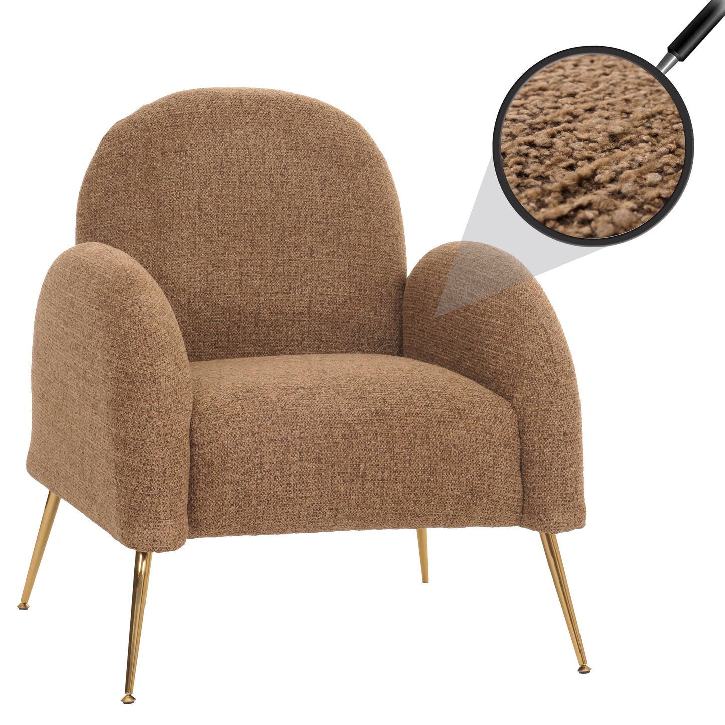 Cosmo Casa - Loungestoel - Cocktailstoel - Retro Nosag Ophanging - Chenille Stof - Koffie