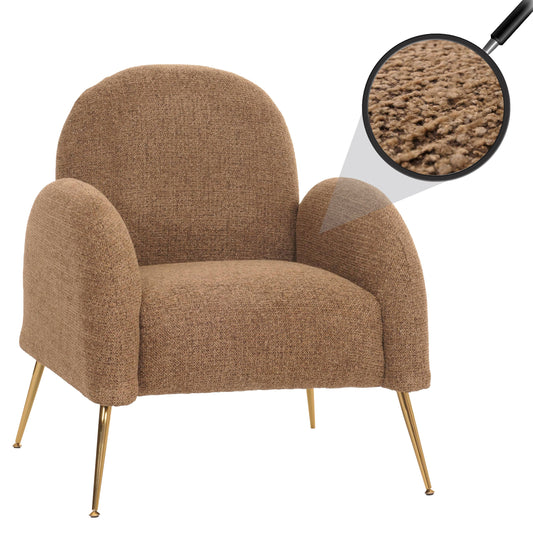 Cosmo Casa - Loungestoel - Cocktailstoel - Retro Nosag Ophanging - Chenille Stof - Koffie