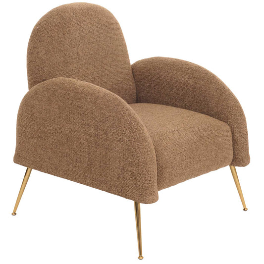 Cosmo Casa - Loungestoel - Cocktailstoel - Retro Nosag Ophanging - Chenille Stof - Koffie