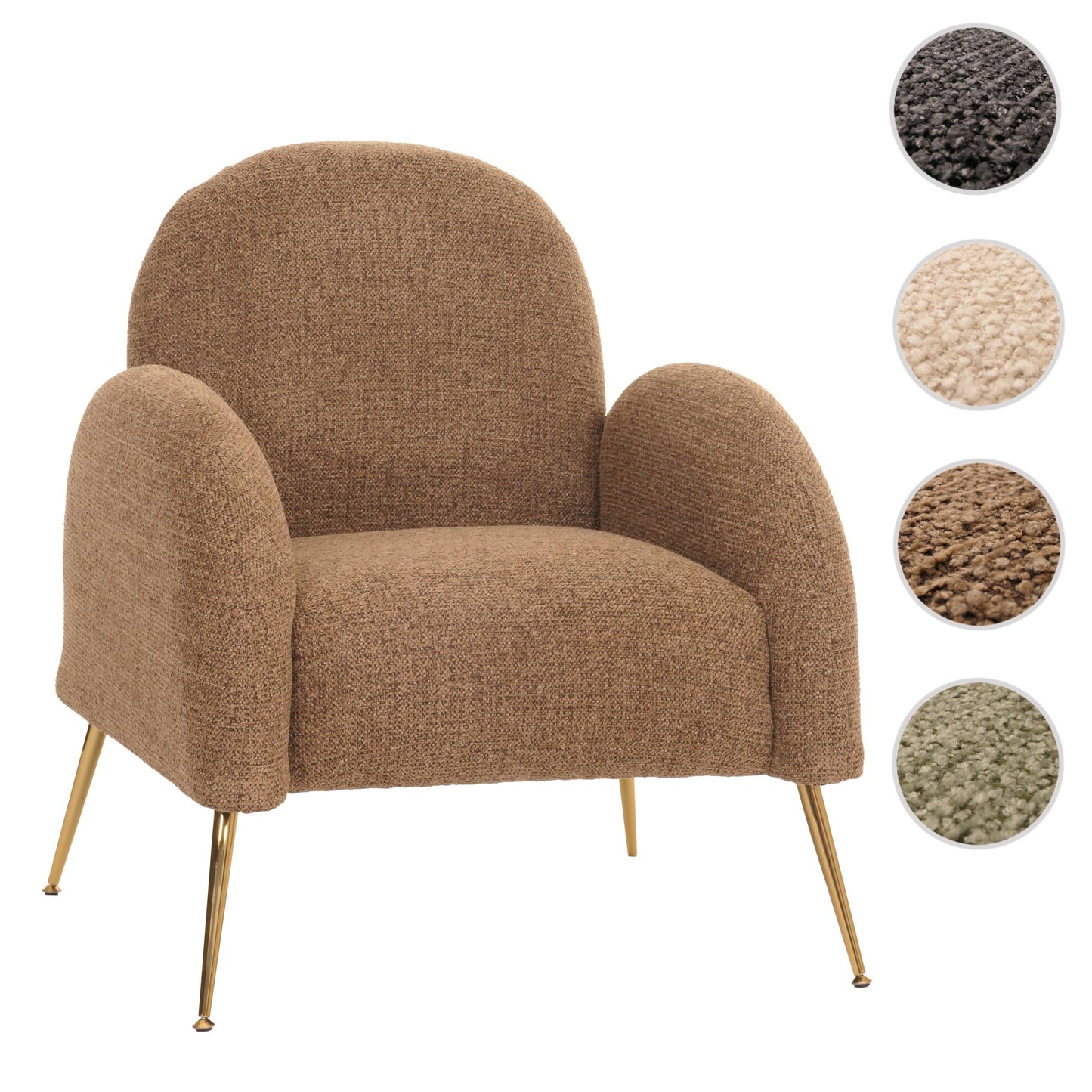 Cosmo Casa - Loungestoel - Cocktailstoel - Retro Nosag Ophanging - Chenille Stof - Koffie