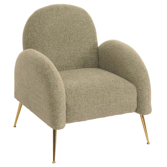 Cosmo Casa - Loungestoel - Cocktailstoel - Retro Nosag Vering - Chenille Stof - Lichtgroen