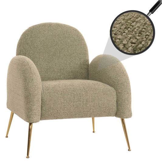 Cosmo Casa - Loungestoel - Cocktailstoel - Retro Nosag Vering - Chenille Stof - Lichtgroen