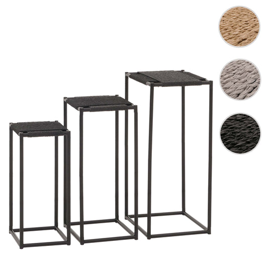 Cosmo Casa - Set van 3 Bloementafels - Stapelbaar Ontwerp - Metaal Papiertouw - Antraciet