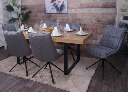 Cosmo Casa - Eetkamerstoel - Keukenstoel - Draaibaar met Auto-Return - Textiel - 420gm - Grijs