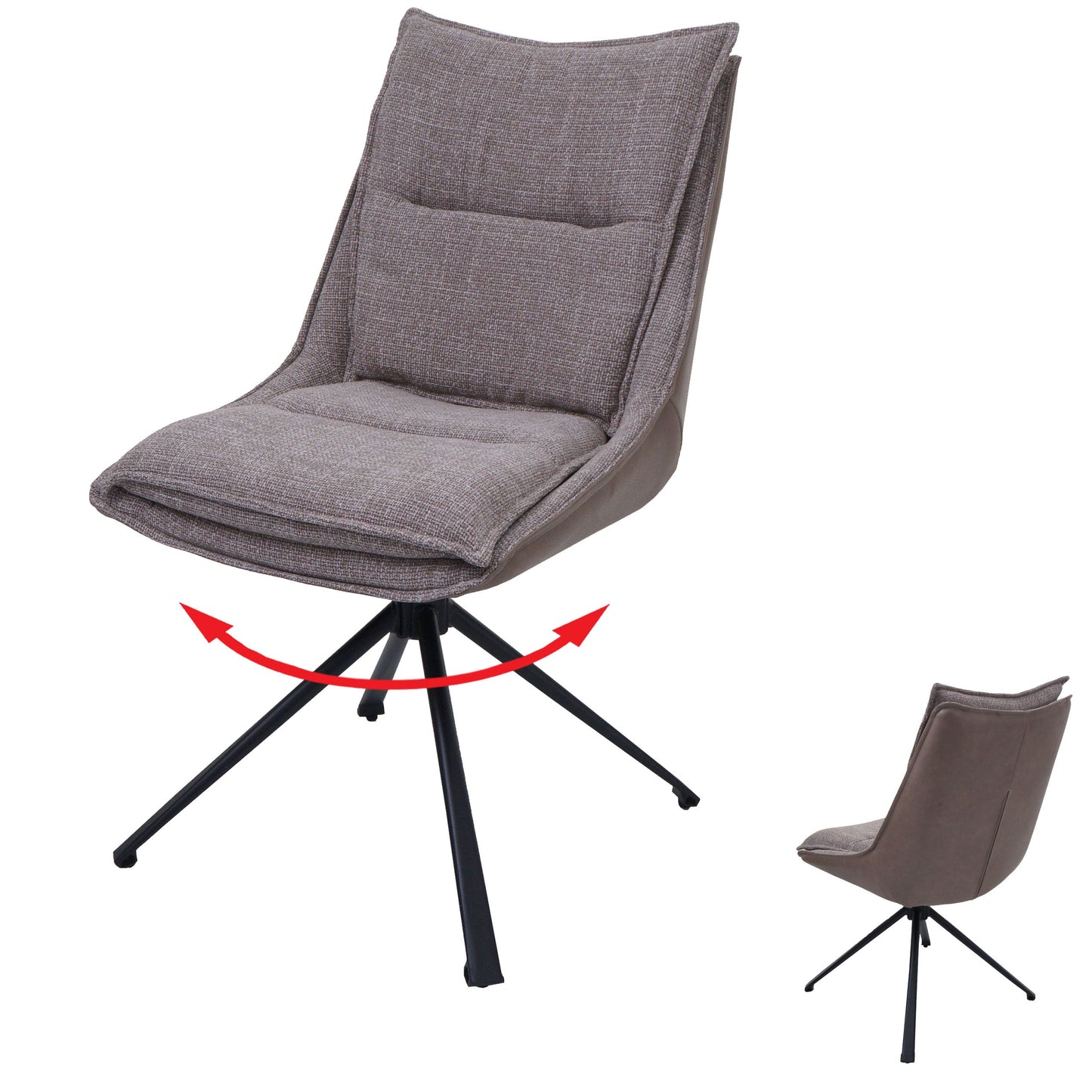 Cosmo Casa - Eetkamerstoel - Keukenstoel - Draaibaar met Auto-Return - Textiel - Beige