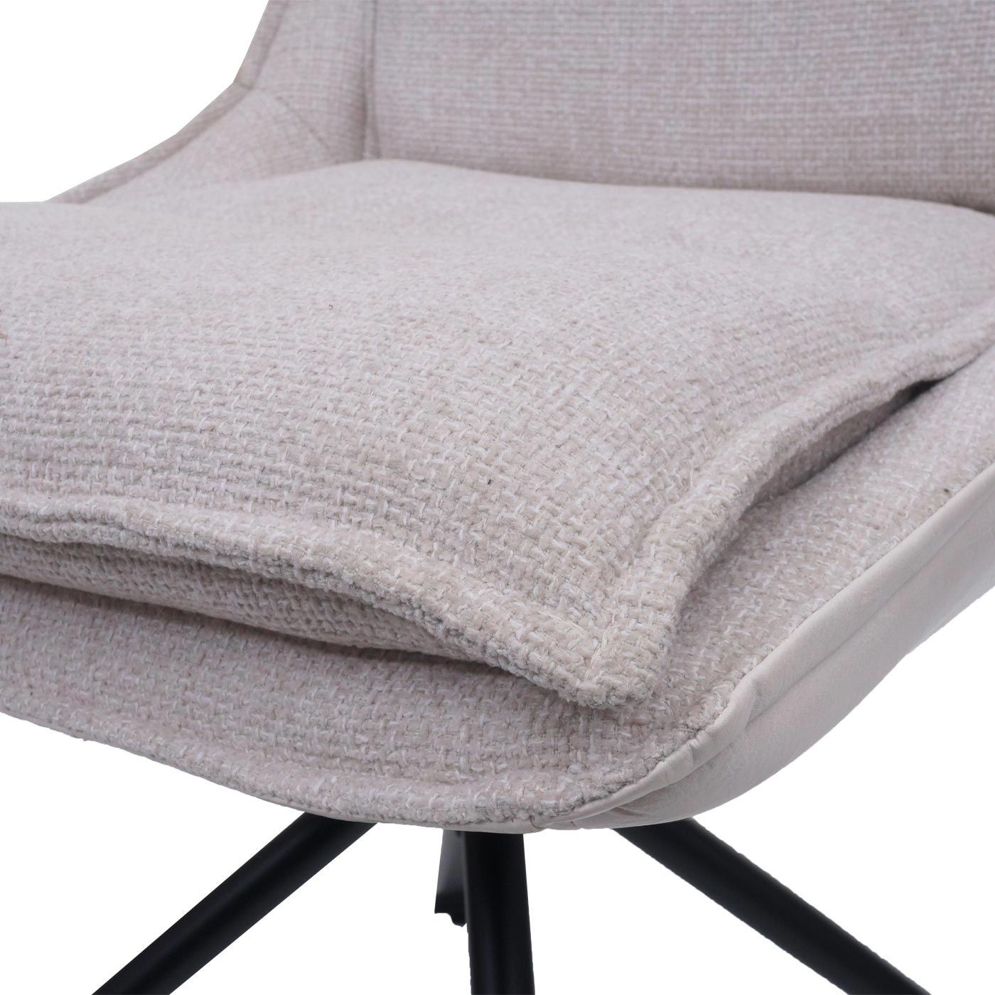 Cosmo Casa - Eetkamerstoel - Keukenstoel - Draaibaar met Auto-Return - Textiel - Crèmebeige