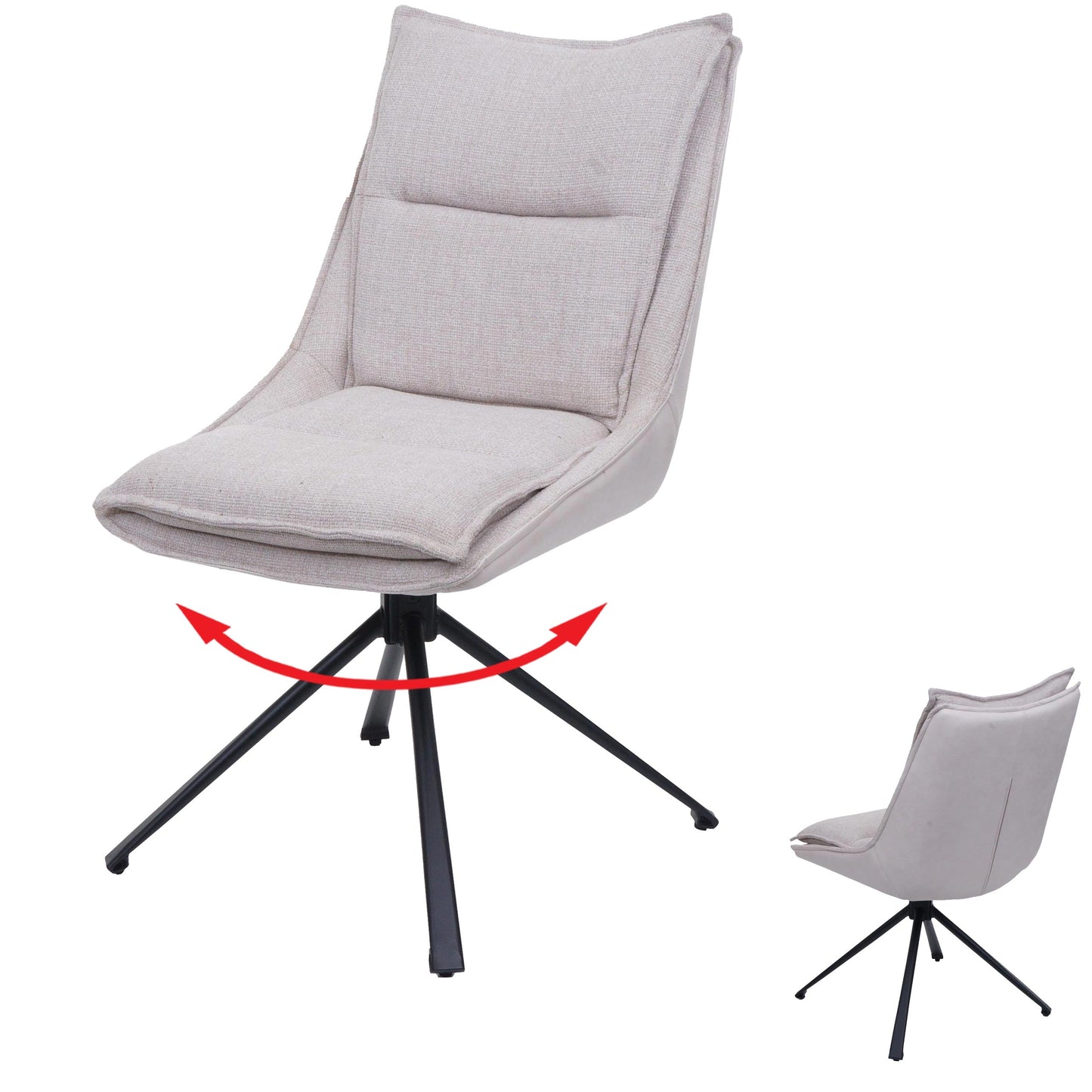 Cosmo Casa - Eetkamerstoel - Keukenstoel - Draaibaar met Auto-Return - Textiel - Crèmebeige