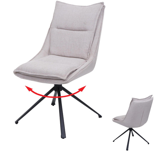 Cosmo Casa - Eetkamerstoel - Keukenstoel - Draaibaar met Auto-Return - Textiel - Crèmebeige