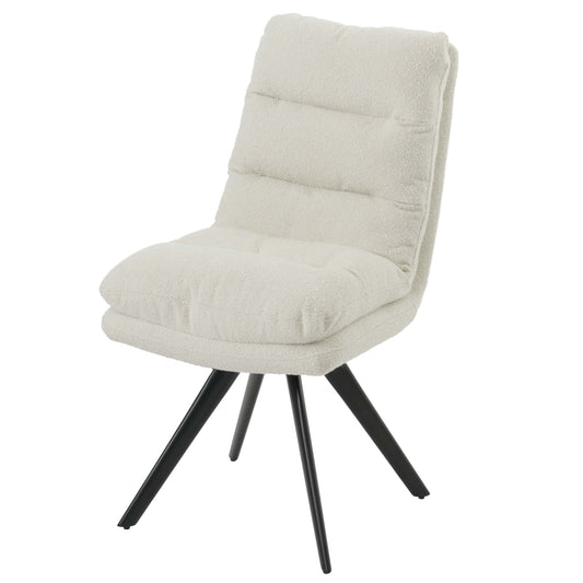 Cosmo Casa - Eetkamerstoel - Keukenstoel - Draaibaar - Automatische Positionering - Bouclé Stof - Crèmewit