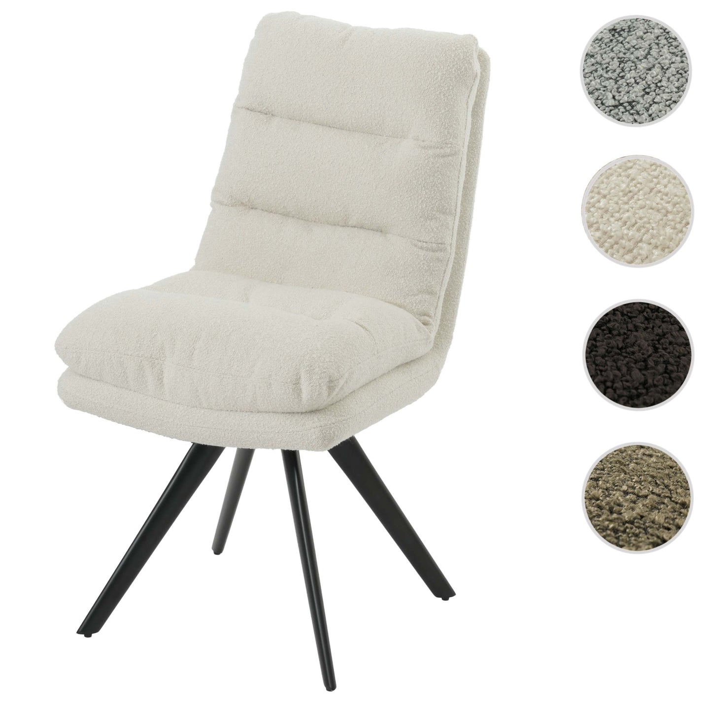 Cosmo Casa - Eetkamerstoel - Keukenstoel - Draaibaar - Automatische Positionering - Bouclé Stof - Crèmewit