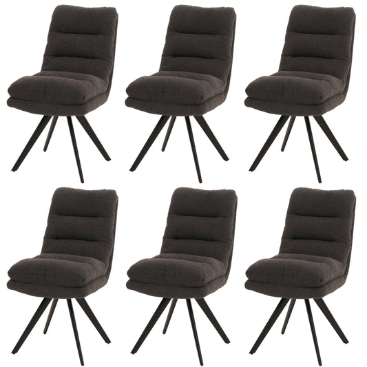 Cosmo Casa - Set van 6 Eetkamerstoelen - Draaibaar Auto-positie - Bouclé Stof - Donkergrijs