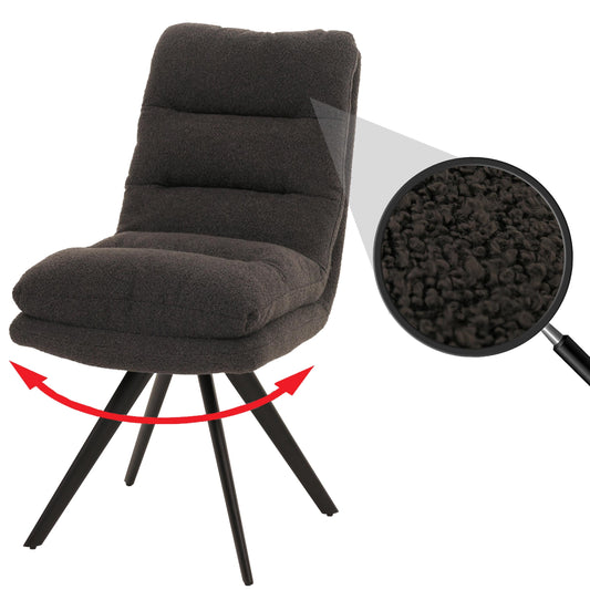 Cosmo Casa - Eetkamerstoel - Draaibaar Auto-positie - Bouclé Stof - Donkergrijs