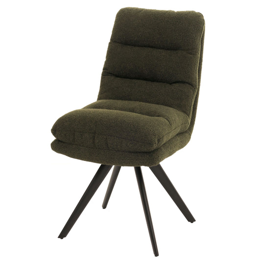 Cosmo Casa - Eetkamerstoel - Draaibaar Auto-positie - Bouclé Stof - Groen