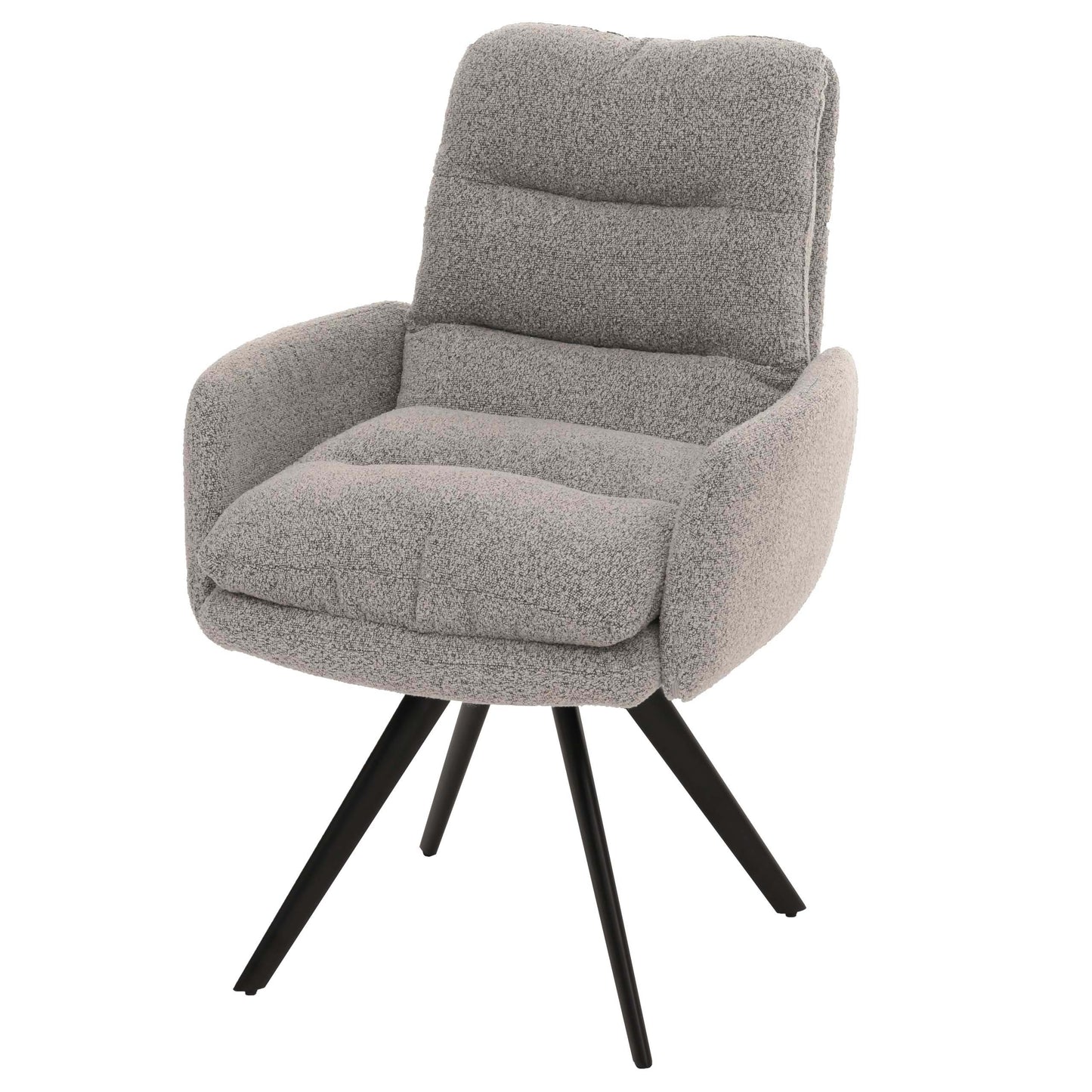 Cosmo Casa - Eetkamerstoel met Armleuningen - Draaibaar Auto-positie - Bouclé Stof - Lichtgrijs