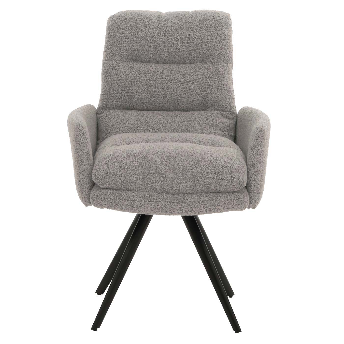 Cosmo Casa - Eetkamerstoel met Armleuningen - Draaibaar Auto-positie - Bouclé Stof - Lichtgrijs