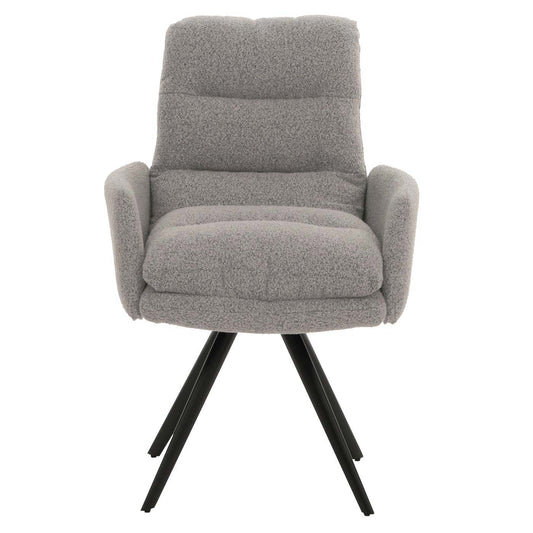 Cosmo Casa - Eetkamerstoel met Armleuningen - Draaibaar Auto-positie - Bouclé Stof - Lichtgrijs