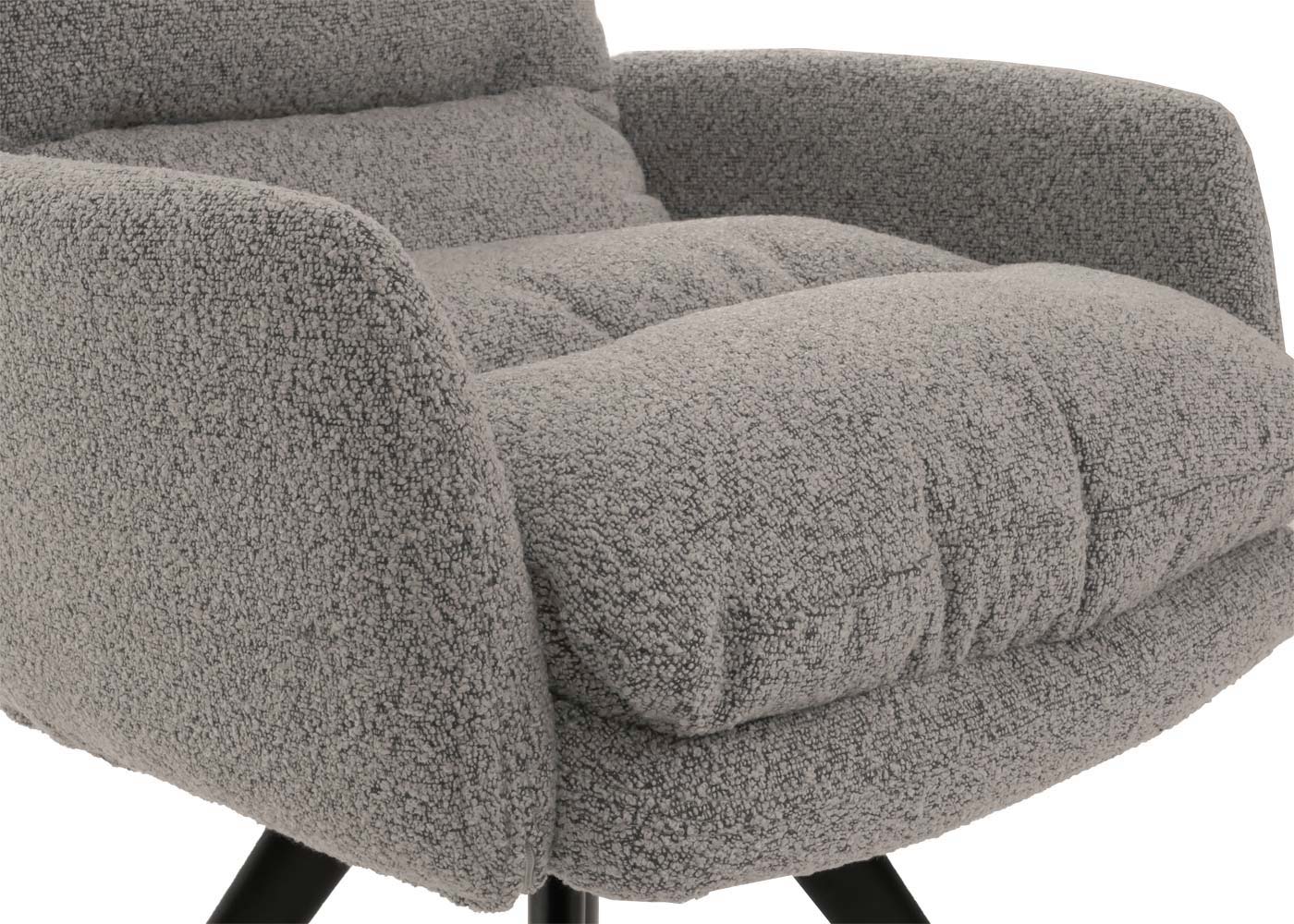 Cosmo Casa - Eetkamerstoel met Armleuningen - Draaibaar Auto-positie - Bouclé Stof - Lichtgrijs