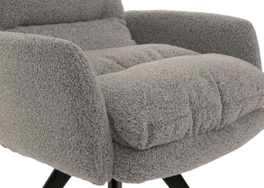 Cosmo Casa - Eetkamerstoel met Armleuningen - Draaibaar Auto-positie - Bouclé Stof - Lichtgrijs