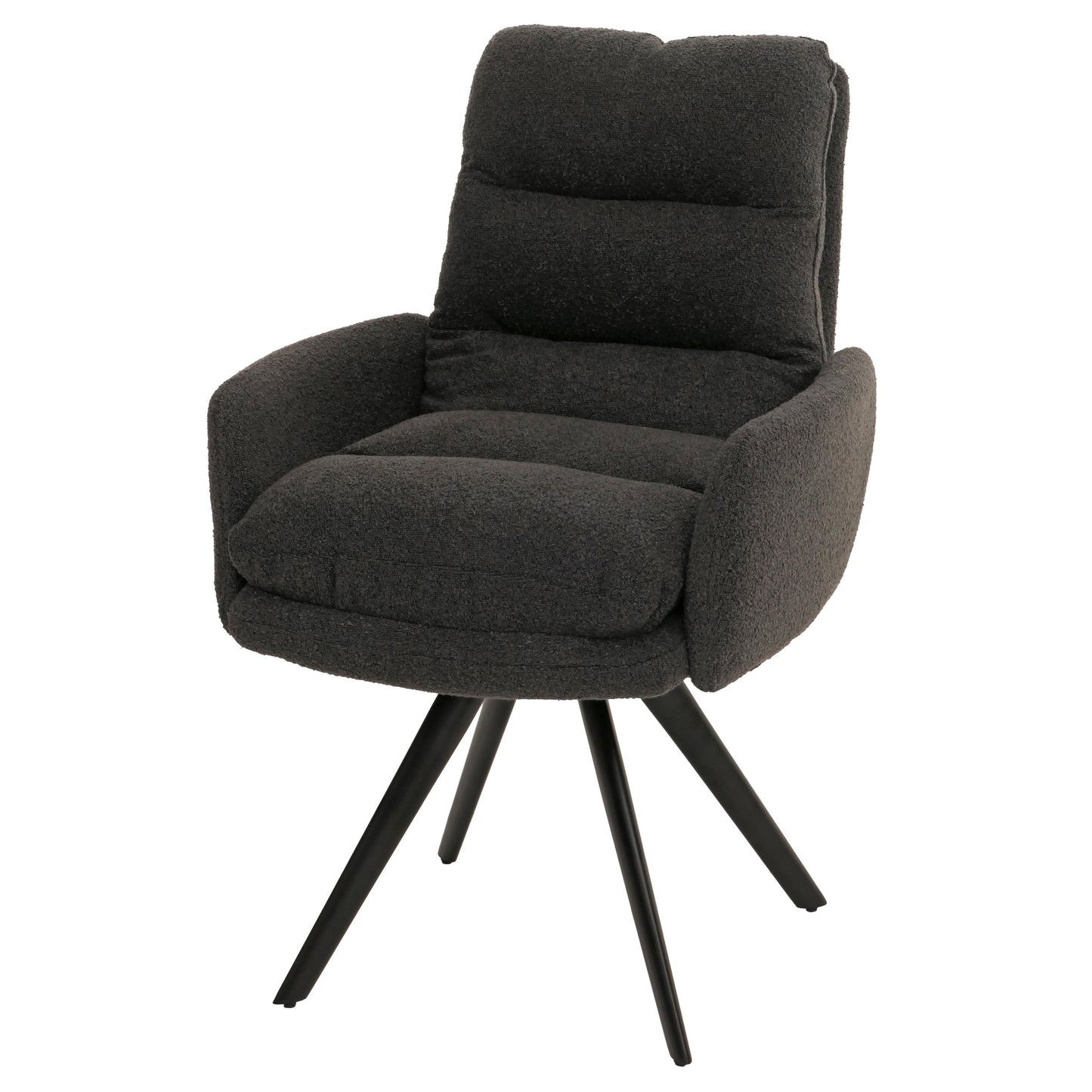 Cosmo Casa - Eetkamerstoel met Armleuningen - Draaibaar Auto-positie - Bouclé Stof - Donkergrijs