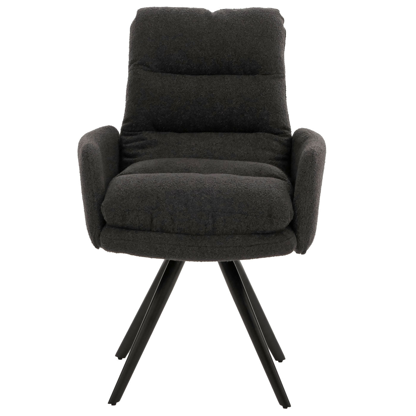 Cosmo Casa - Eetkamerstoel met Armleuningen - Draaibaar Auto-positie - Bouclé Stof - Donkergrijs