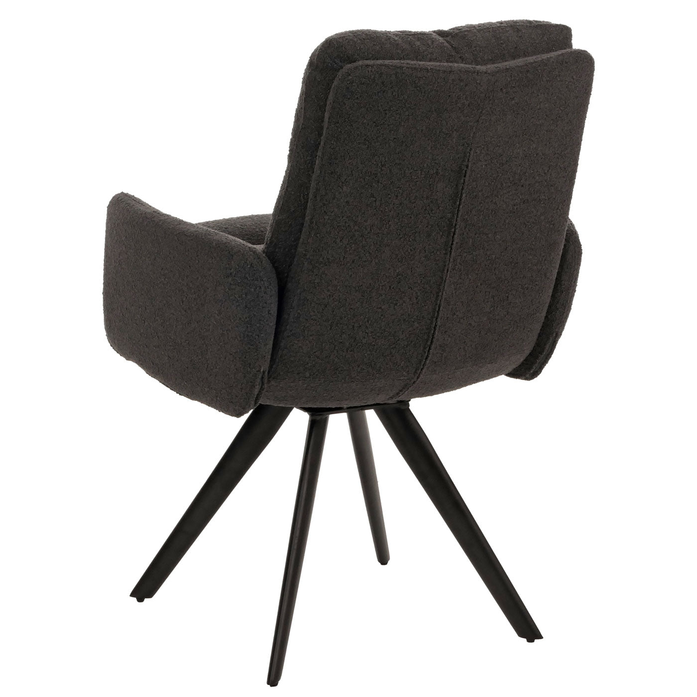 Cosmo Casa - Eetkamerstoel met Armleuningen - Draaibaar Auto-positie - Bouclé Stof - Donkergrijs