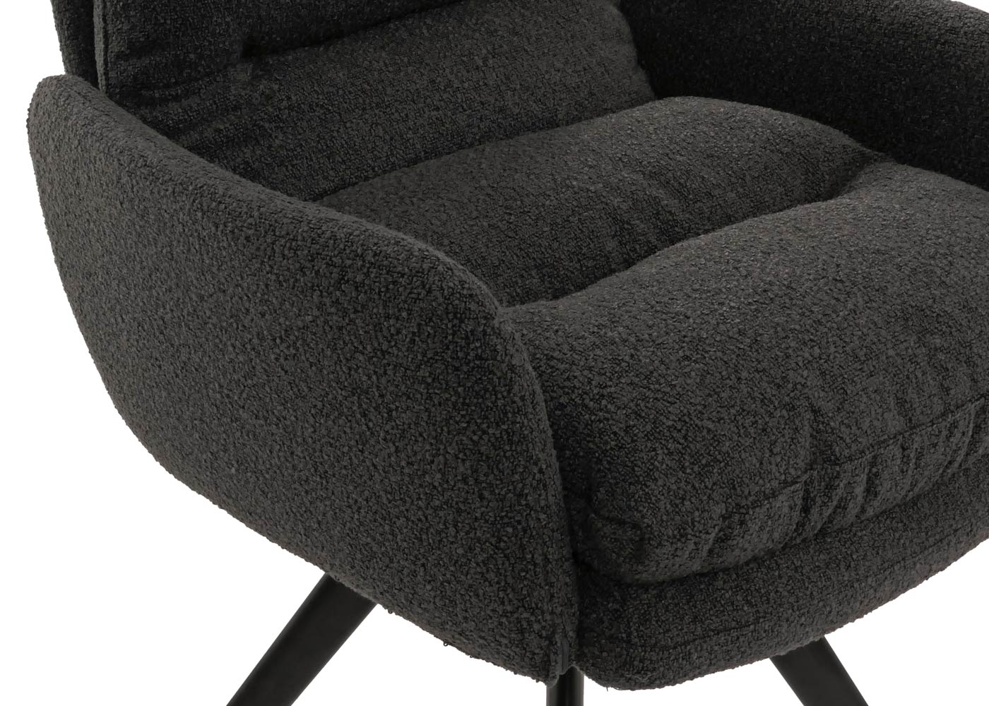 Cosmo Casa - Eetkamerstoel met Armleuningen - Draaibaar Auto-positie - Bouclé Stof - Donkergrijs